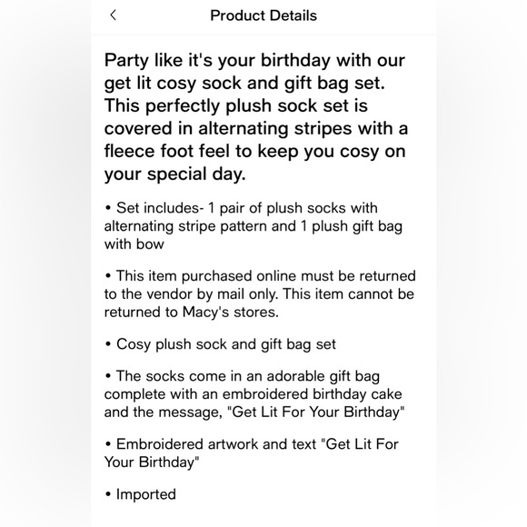 NWT MeMoi Get Lit Birthday Cozy
Women's Socks with Gift Bag - Picture 4 of 5